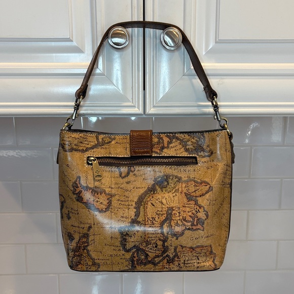 Patricia Nash Bag Purse Handbag Leather Vintage Irving Europe Map Shoulder Bag - Picture 5 of 17